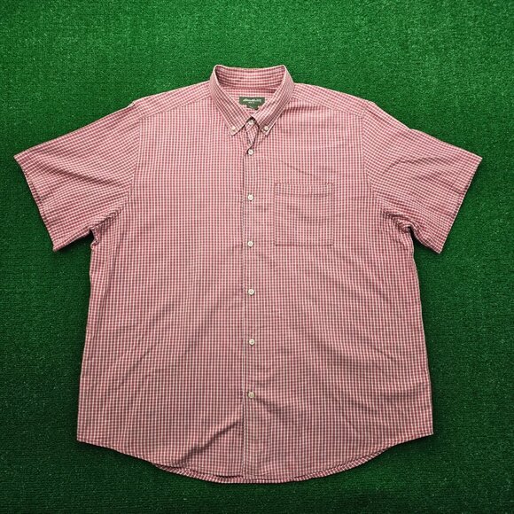 Eddie Bauer Shirt Mens 2XL Red Check Gingham‎ Button Up Outdoors Hiking Casual - Picture 1 of 9
